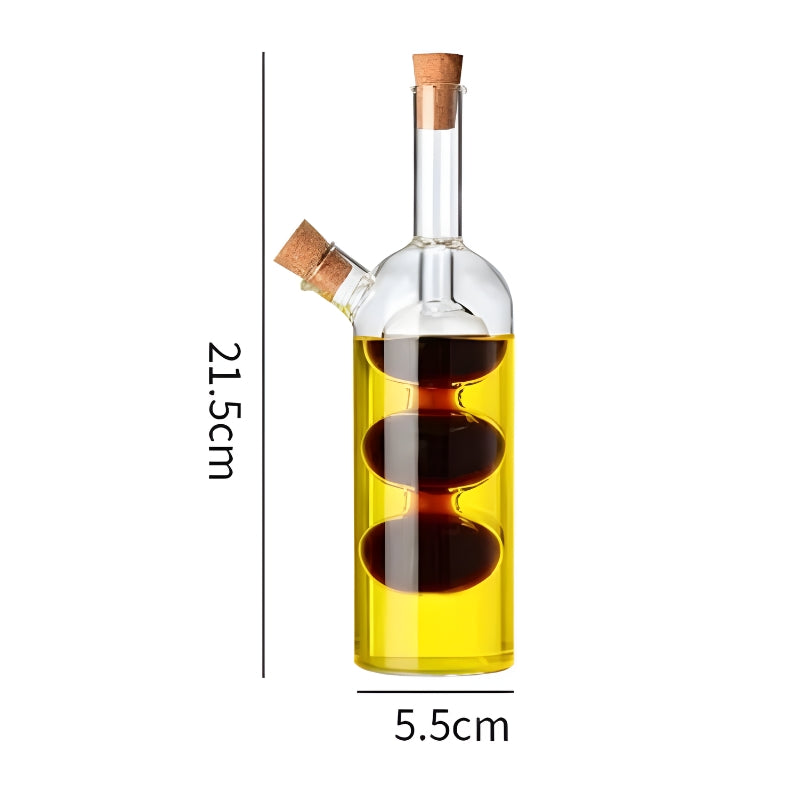 Dual Chamber Kitchen Oil Bottle, Elegant Glass Oil Dispenser Bottle, 2 In 1 Glass Oil & Vinegar Bottle