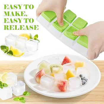Stackable Silicone Ice Cube Tray with Lid, Ice Cube Tray with Protective Lid, Reusable Ice Cube Making Tray