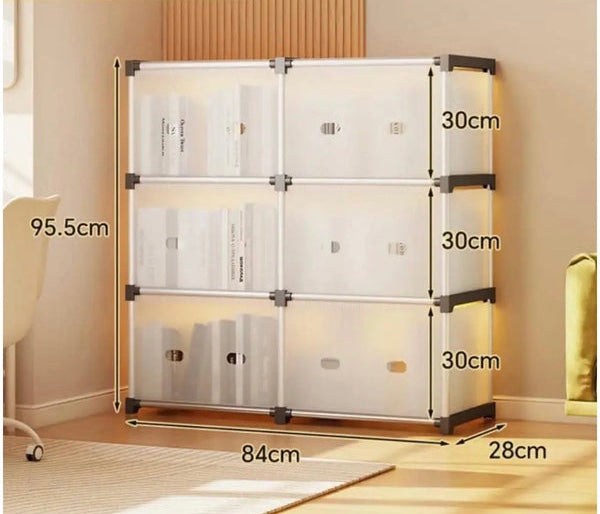 Multiayer Dustproof Cabinet Storage Shelf, Plastic Book Cabinet Organizer, Multipurpose Storage Rack, Portable Wardrobe Cabinet, Clothes Storage Organizer, No Installation Storage Cabinet