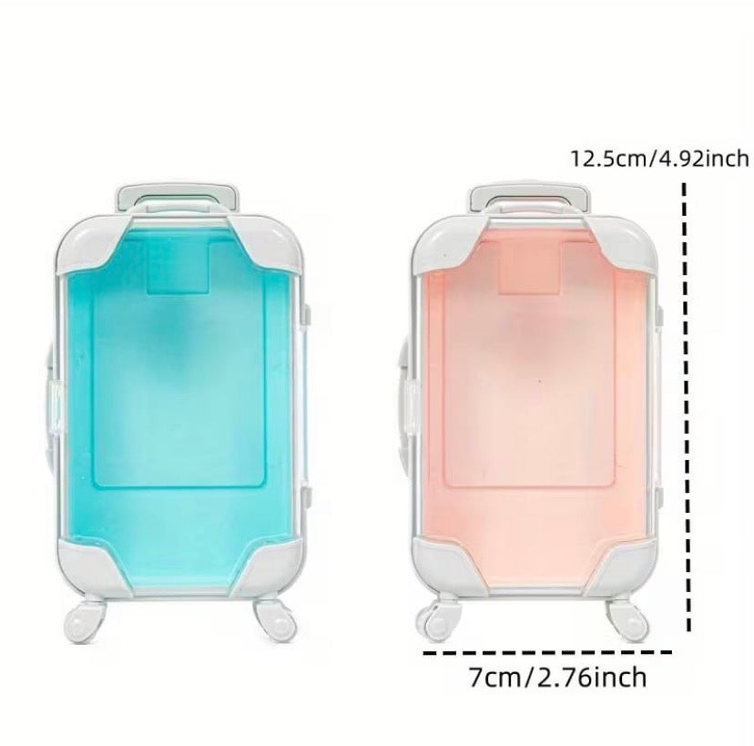 Mini Suitcase Trolley Storage Organizer Case, Tiny Suitcase Trolley Storage Case, Makeup Carrying Toiletry Suitcase Box