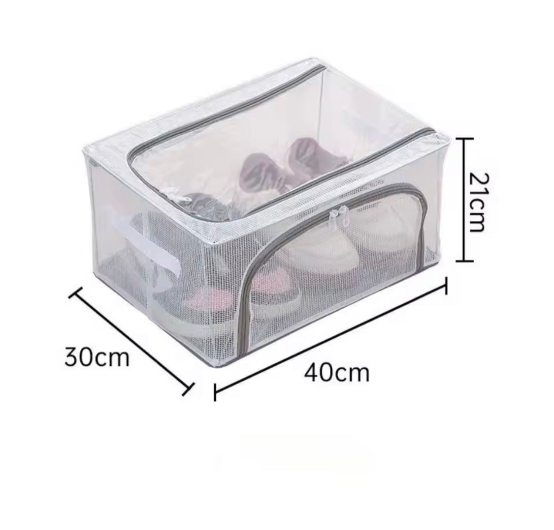 Double Sided Opening Zipper Shoe Storage Box, Under The Bed Shoe Basket, Dustproof Household Storage Box