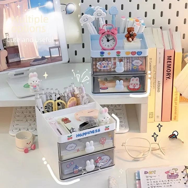 Cute Candy Stationary Organizer, Lovely Fashion Pen Holder with Sticker, Multifunctional Stationery Pencil Organizer, Large Capacity Waterproof Student Desk Holder