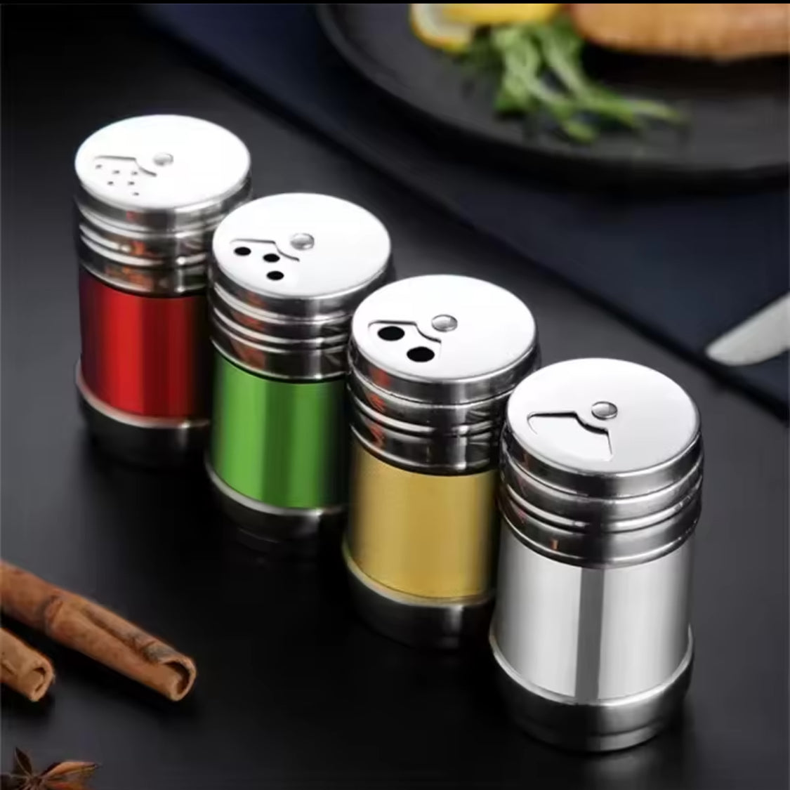 Stainless Steel Salt and Pepper Jar, Stainless Steel Spices Jar, Stainless Steel Rotating Seasoning Jar, Stainless Steel Seasoning Bottle