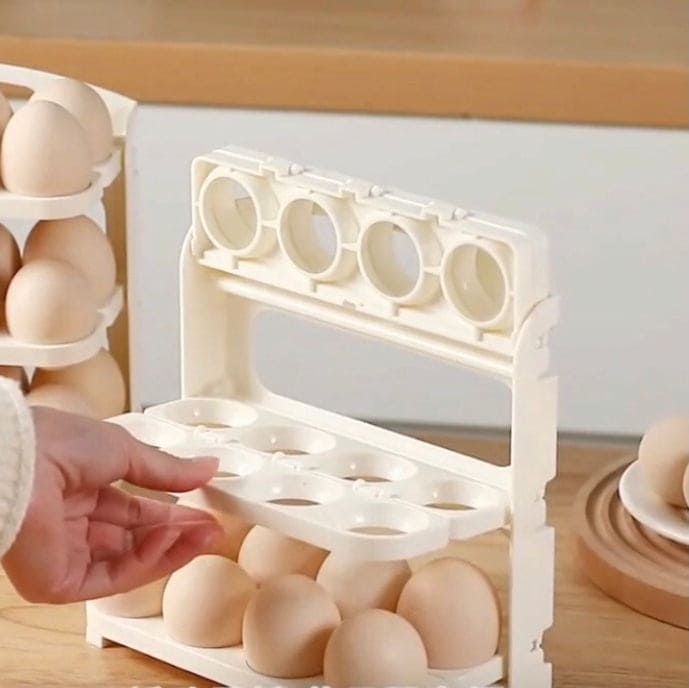 Folding Egg Rack, 24 Grid Egg Storage Holder, 3 Layer Foldable Egg Organizer, Kitchen Countertop Portable Egg Carrier, Home Egg Fresh Storage Box, Fridge Door Egg Rack, Foldable Kitchen Refrigerator Closet Egg Organizer