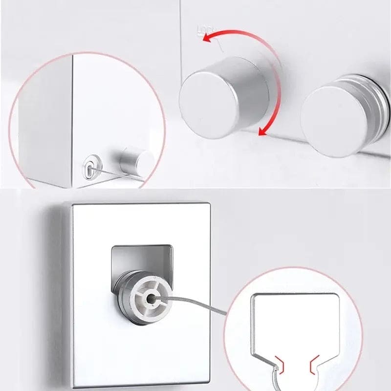 Telescopic Clothesline, Retractable Clothes Hanger Rope, Wall Mounted ...