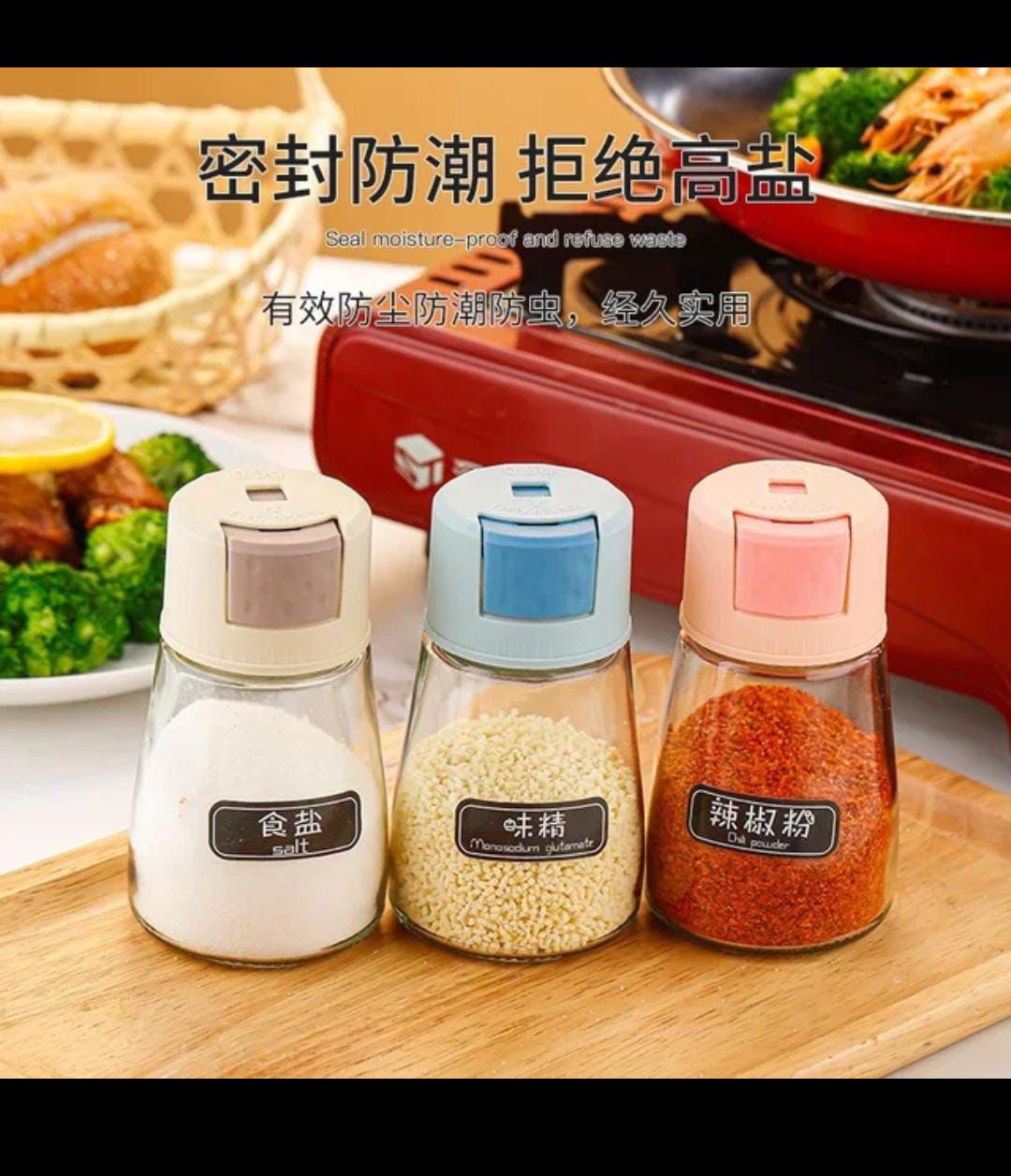 Pack Of 5pcs Set Kitchen Oil Bottle, Cooking Oil Spray,  Pneumatic Spray Bottle With New Model Spices Jar