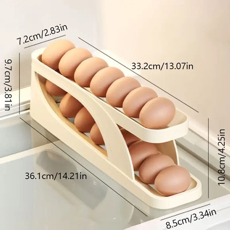 Automatic Scrolling Egg Rack, Refrigerator Egg Dispenser For Kitchen, Double Layer Egg Dispenser, Roll Down Counter Top Egg Holder, Smart Rolling Egg Storage Tray