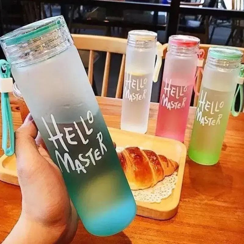 Hello Master Water Bottle, 480ml Transparent Gradient Colorful Bottle, Portable Athletic Stylish Frosted Water Bottle, Large Capacity Misting Water Bottle, Gradient Drinkware Travel Bottle, Outdoor Sport Fitness Water Cup