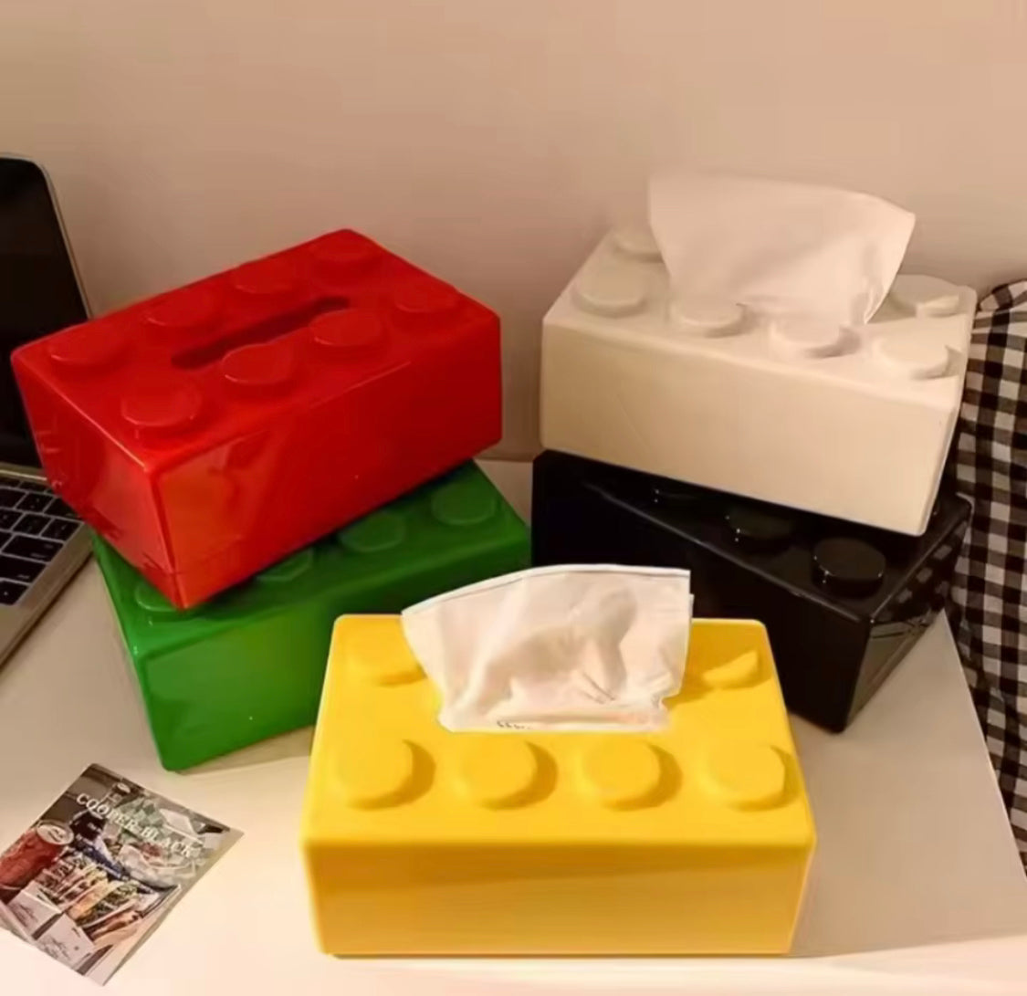 Building Block Style Decorative Tissue Box, Wall Mounted Punch Free Napkin Holder, Napkins Paper Storage Box