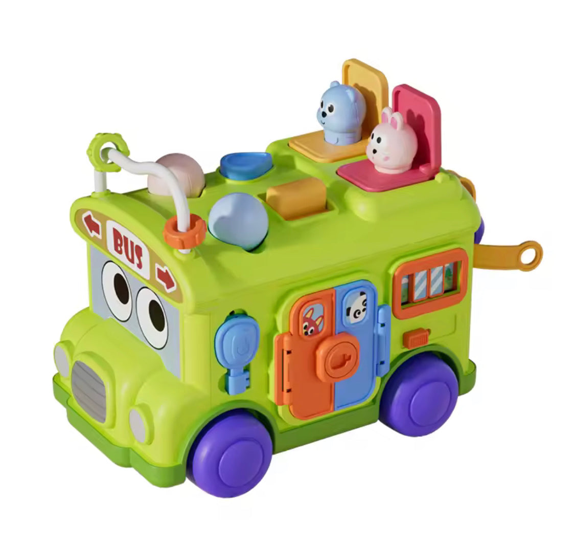 Educational Baby Bus Bus Toy, Motor Skill Learning Toddler Toys, Educational Play Bus with Multiple Activities, Kids Early Learning Educational Toy Car