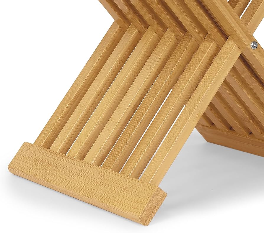 Wooden X Frame Folding Stool, Multipurpose Bamboo Folding Stool And Side Table, Space Saving Bamboo Folding Stool