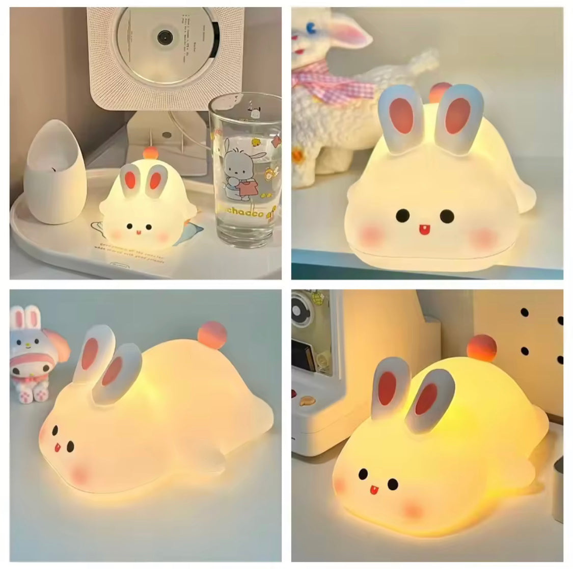 Silicone Rabbit Lamp, Rechargeable Bunny Lamp with Touch Sensor, Silicone LED Lamp For Kids, Multipurpose Silicon Touch Sensor Tap Light, Baby Kids Bedside Night Light