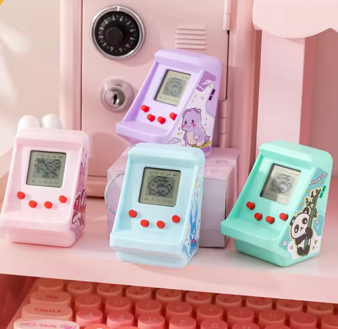 Handheld Mini Tetris Game Console Keychain, Digital Pet Game Toy Keychain, Nostalgic Game Machine for Kids