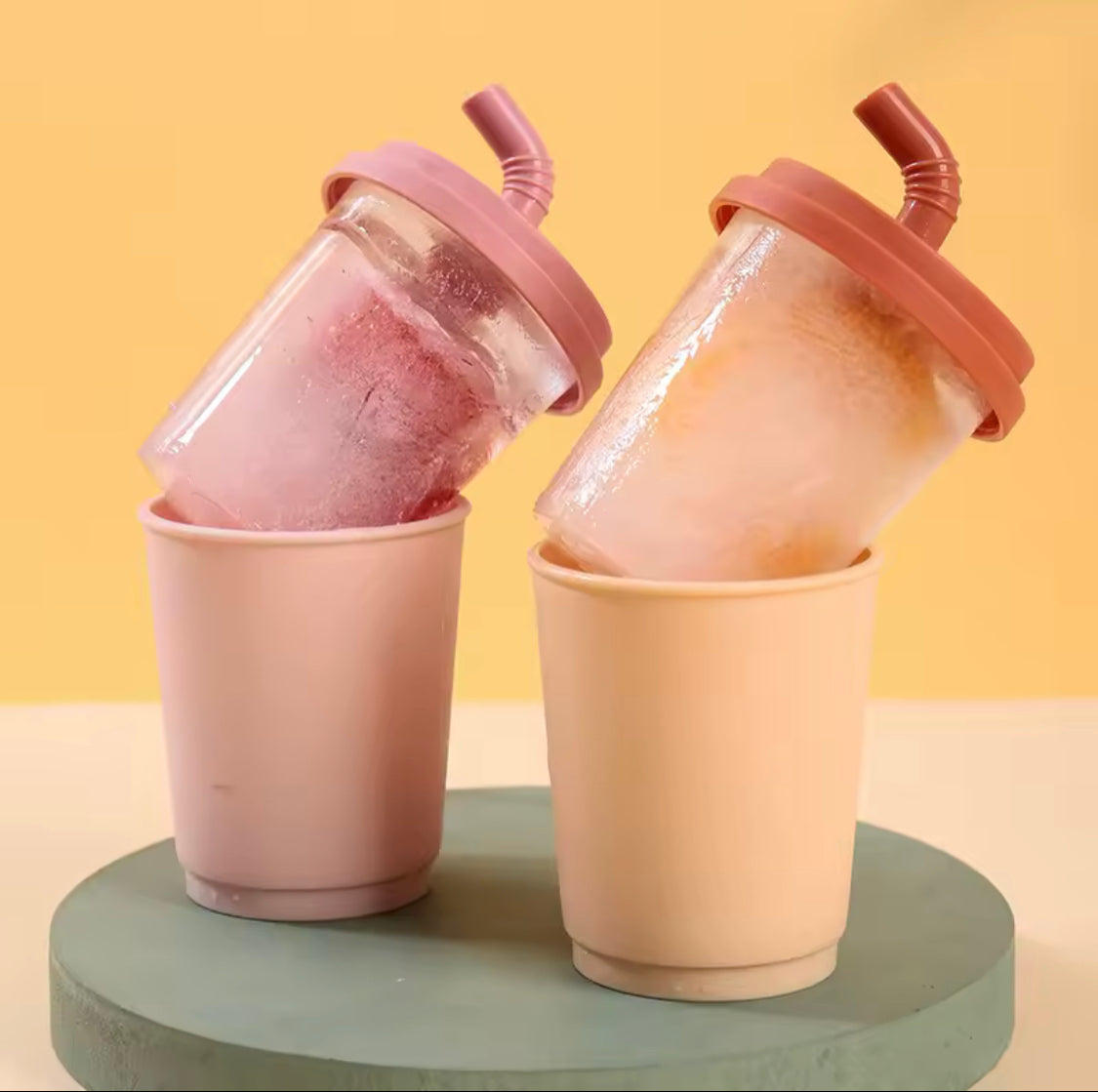 Milk Tea Cup Ice Mold, Creative Popsicle Ice Mold, Wovilon Creative Popsicle Mold, 6 Grid Plastic Popsicle Ice Mold