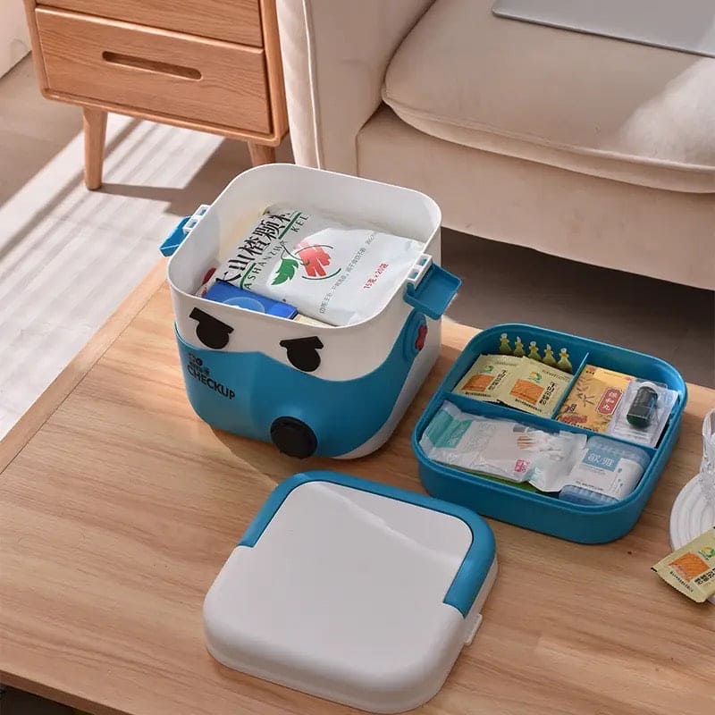 Mask Medicine Box, Small First Aid Kit Medicine Storage Box, Double Layer Medicine Holder, Emergency Medical Case, Portable Multifunctional Medicine Storage Box, Home Medicine Box, Multipurpose Craft Box Organizer For Medicine