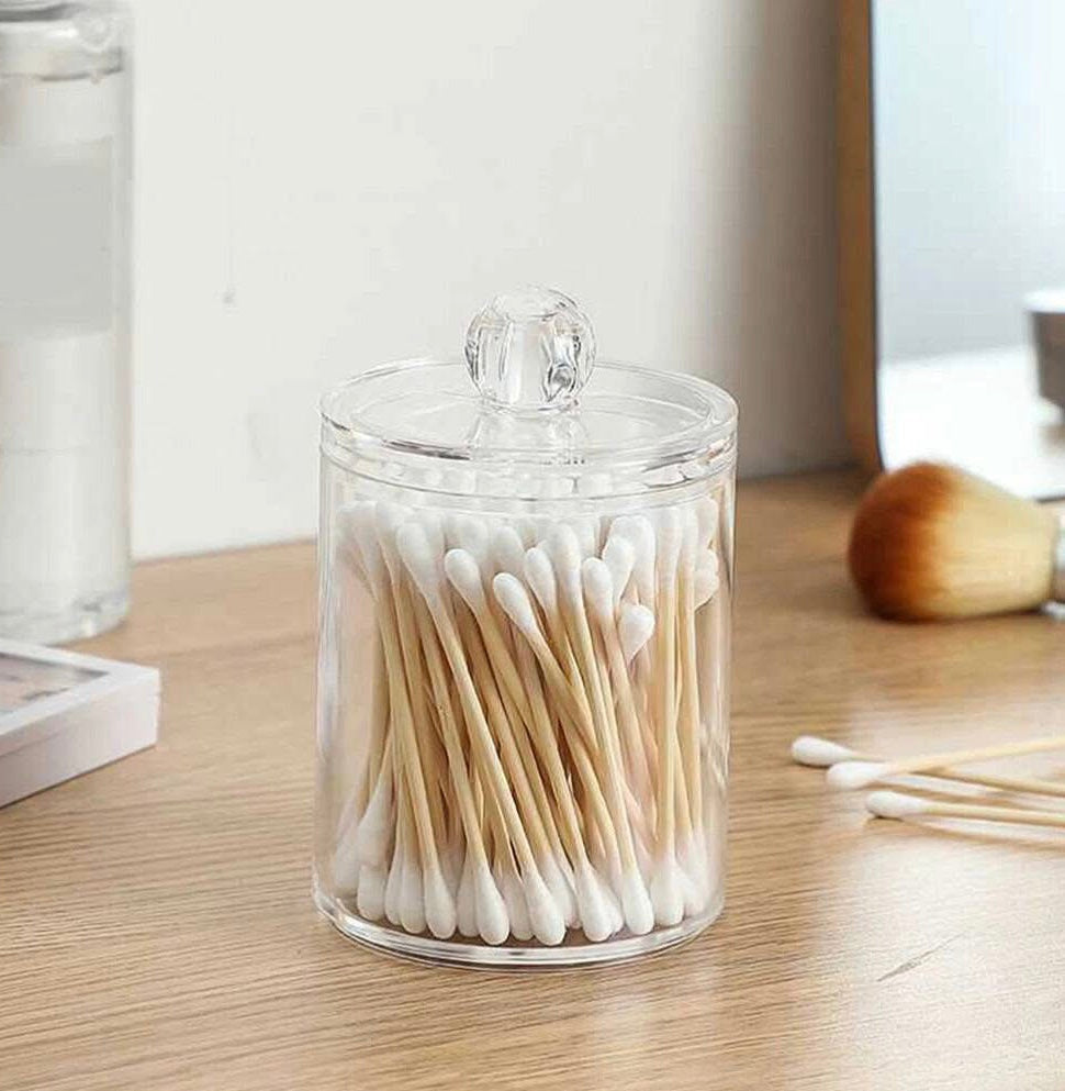 Set of 3 Acrylic Cotton Bud Holder, Set of 3 Cotton Swab Dispenser, Bathroom Vanity Cotton Pads Holder