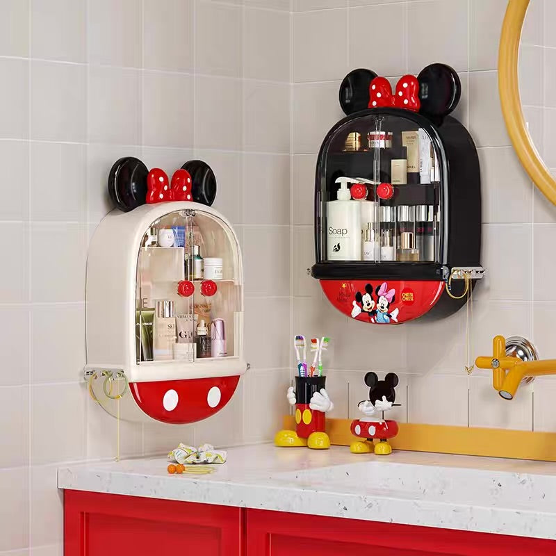 Mickey And Minnie Mouse Makeup Organizer, Wall Mounted Mickey Mouse Bathroom Organizer, Durable Plastic Bathroom Vanity Organizer