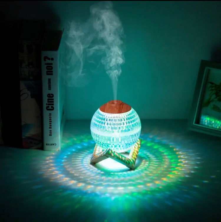 Crystal Ball Air Humidifier, USB Portable Fragrance Diffuser with Colorful LED Light, Mini Planet Ultrasonic Air Humidifier