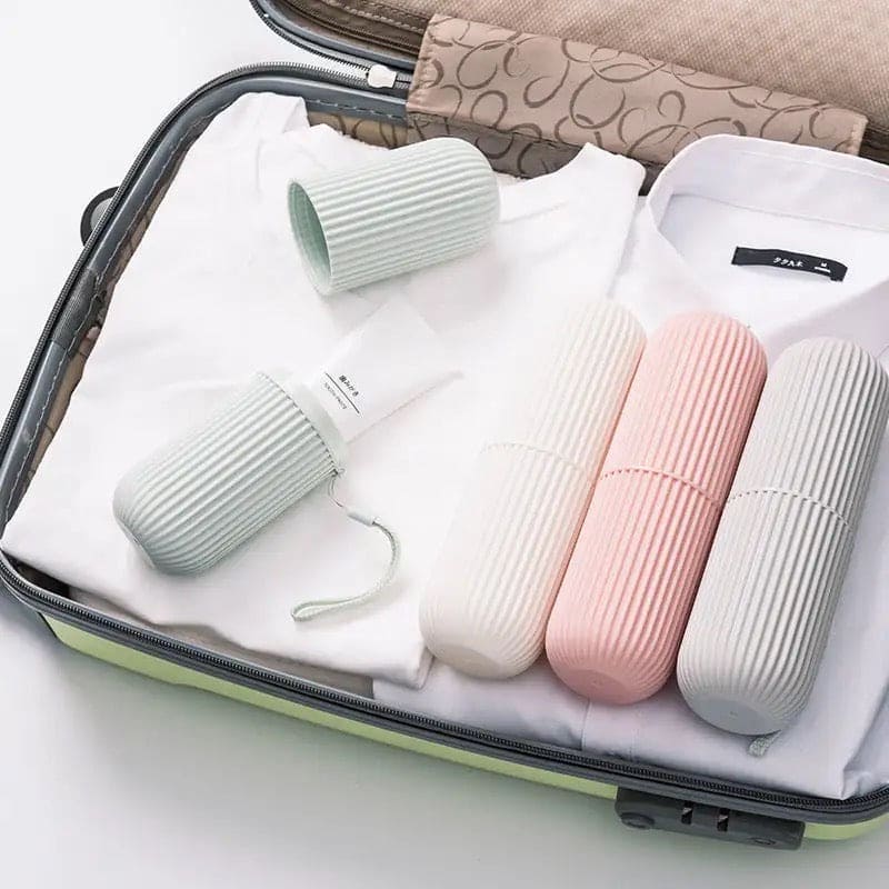 Capsule Toothbrush Holder, Travel Toiletries Storage Cup, Bathroom Storage Case, Washing Mouth Cup, Hiking Camping Plastic Toothbrush Holder, Multipurpose Capsule Shape Container Case Box
