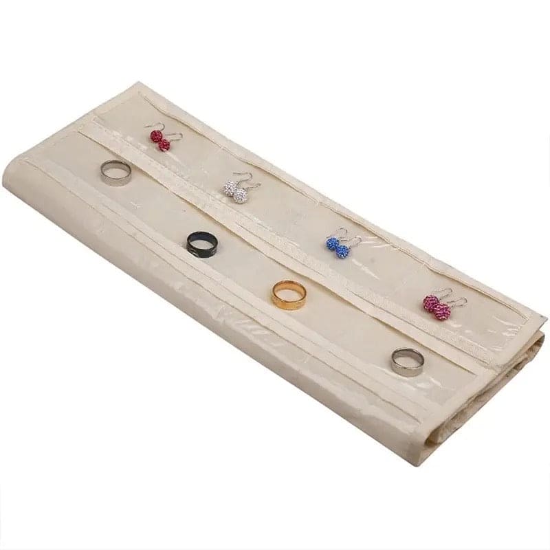 72 Pocket Hanging Organizer, Double Sided Hanging Display Storage Bag, Transparent Window Jewelry Bag, Dust-proof Foldable Bag, Multifunction Wardrobe Storage Holder Bag with Hook, Dual Sided Jewellery Carrier