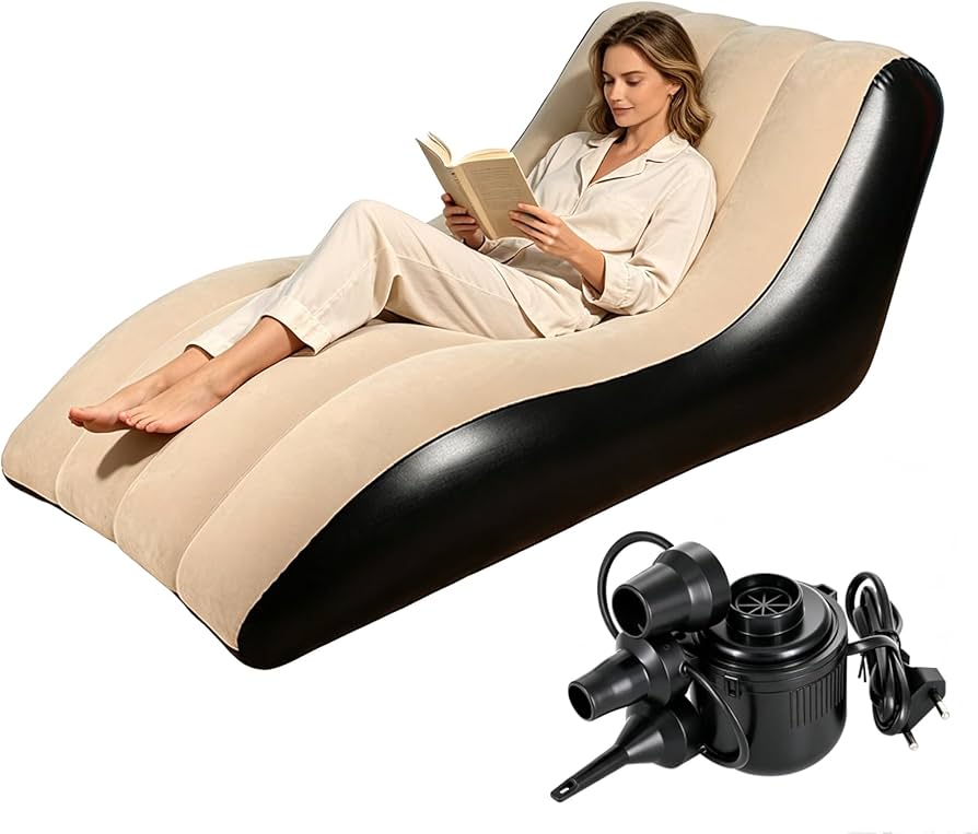 Luxury Wave Lounge Chair, Wave Design Leisure Chair, Premium Indoor Wave Lounger, Portable Folding Air Mattress