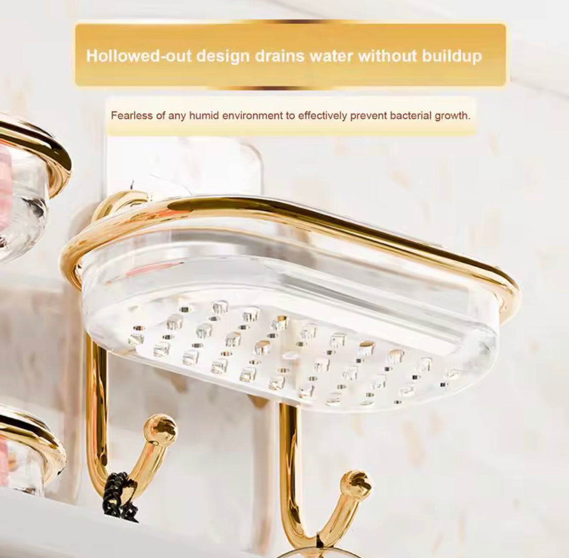 Easy Drainage Soap Dish, Wall Adhesive Soap Dish, Luxury Bathroom Design Soap Tray