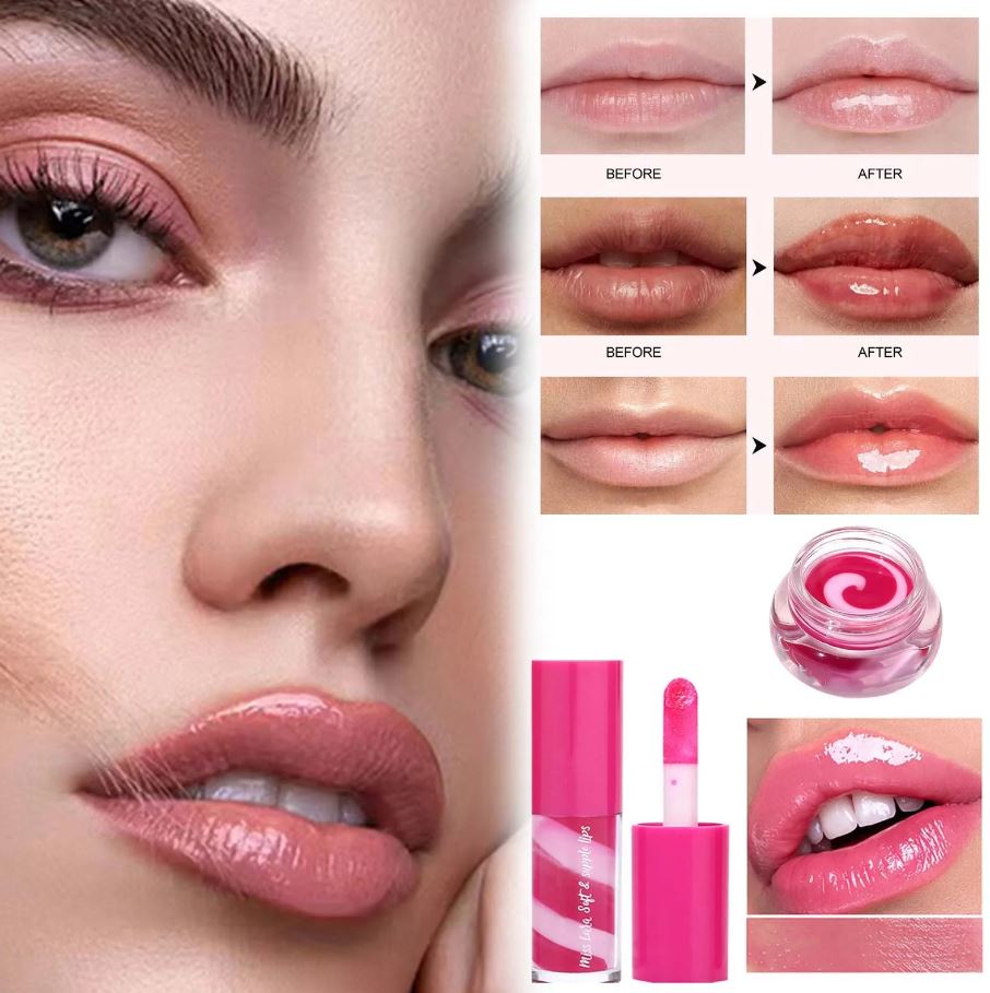 2Pcs Miss Lara Lip Gloss and Lip Balm Set, Mini Liquid Lipstick, Long-lasting Lipstick Set