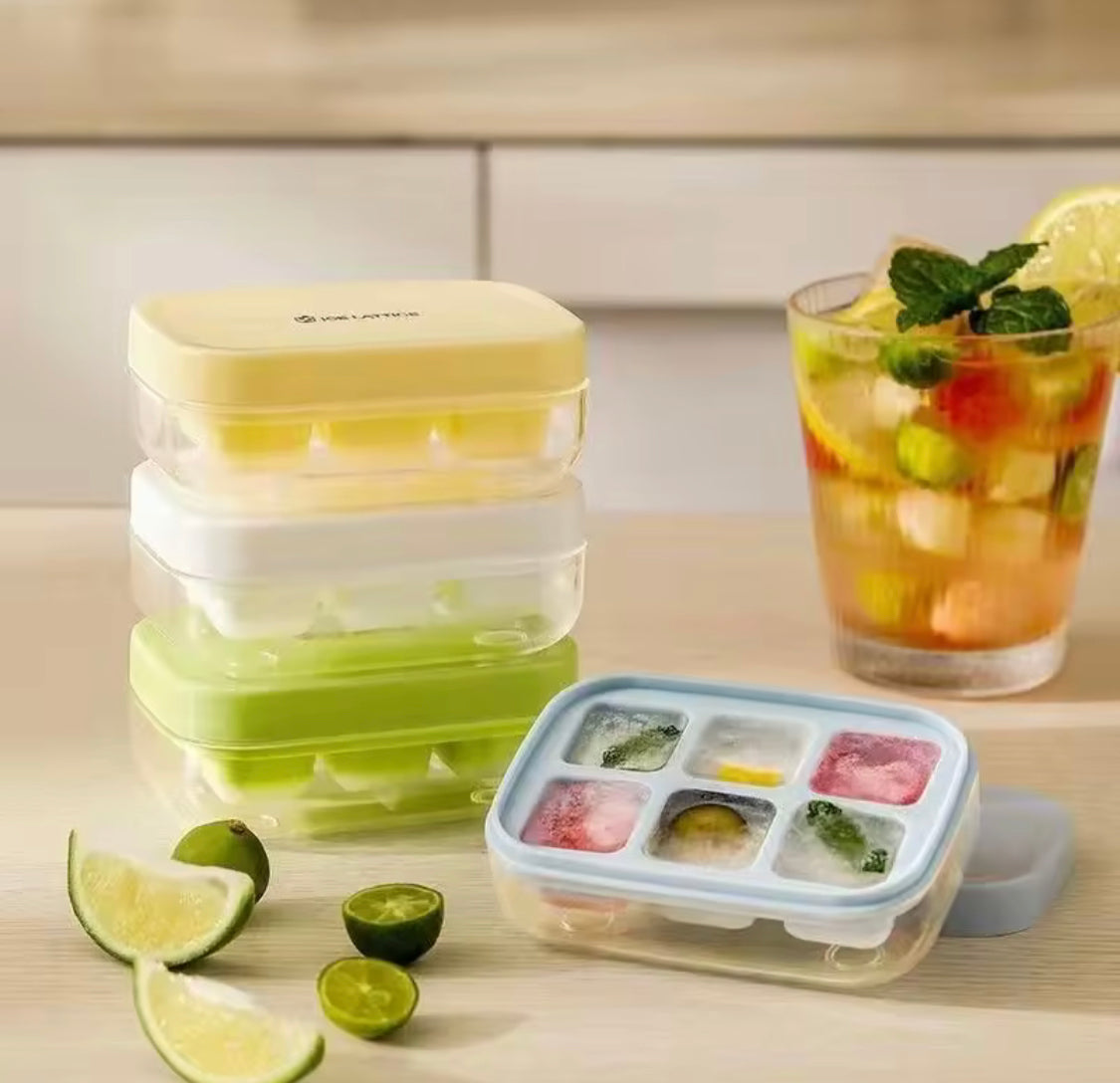 Silicone Push Ice Cube Tray, Mini Summer Silicone Ice Storage Box with Lid, Ice Cube Tray