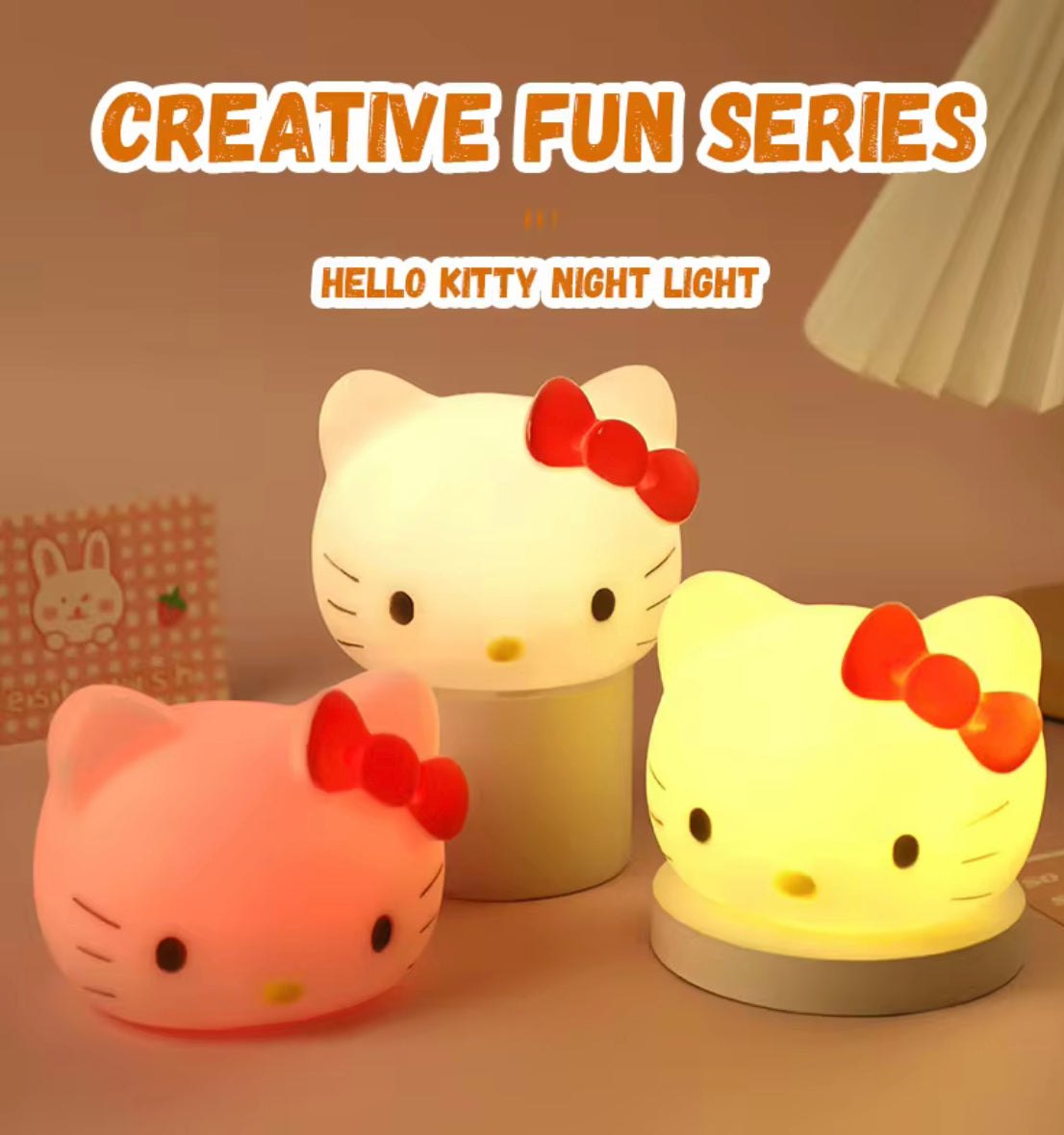 Silicone Hello Kitty Face Lamp, Kawai Hello Kitty Night Lamp, Desktop Decor Hello Kitty Lamp, Bedroom Bedlight Silicone Lamp