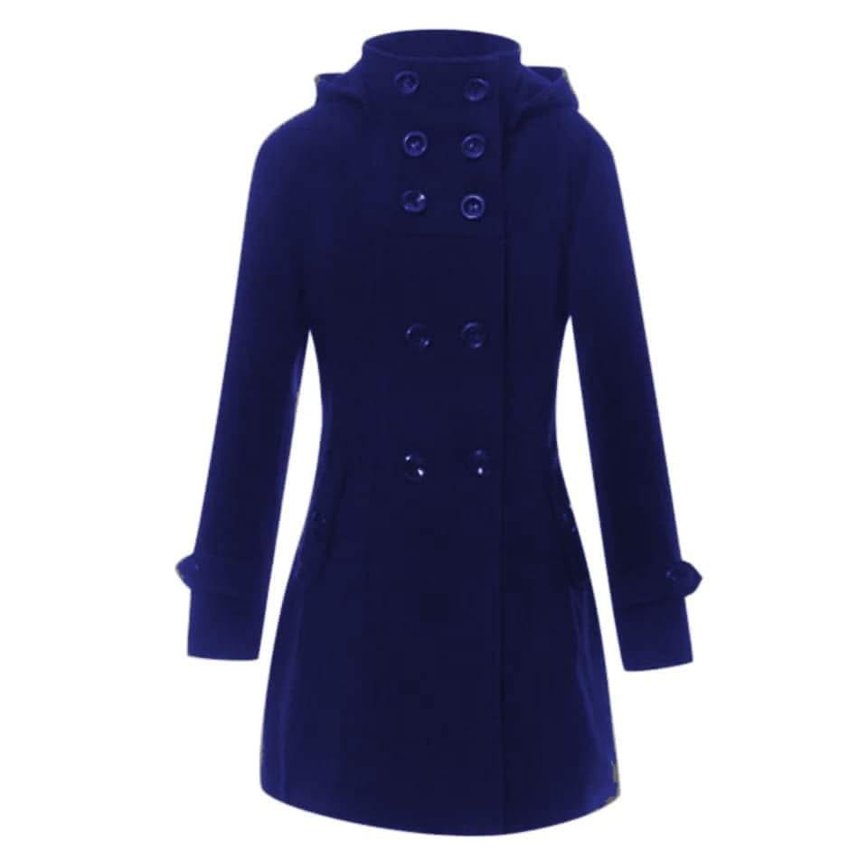 Women 6 Button Hooded Style Trench Coat