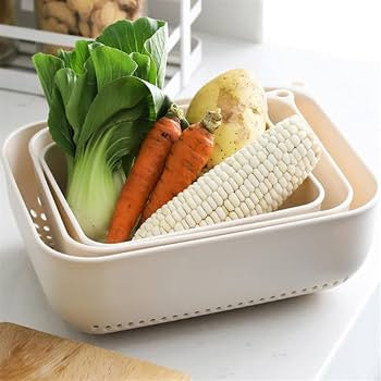 3pcs Colander Kitchen Storage Drain Basket, Fruit And Vegetable Washing and Draining Basket, Nested Fruit And Vegetable Colander Set