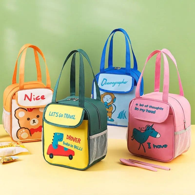 Kindergarten Lunch Bag, Cartoon Insulated Lunch Bag, Multipurpose Cute Aesthetic Pouch, Picnic Travel Breakfast Thermal Food Bag, Portable Bento Meal Bag, Elementary School Lunch Bag, Waterproof Oxford Cloth Thermal Bag