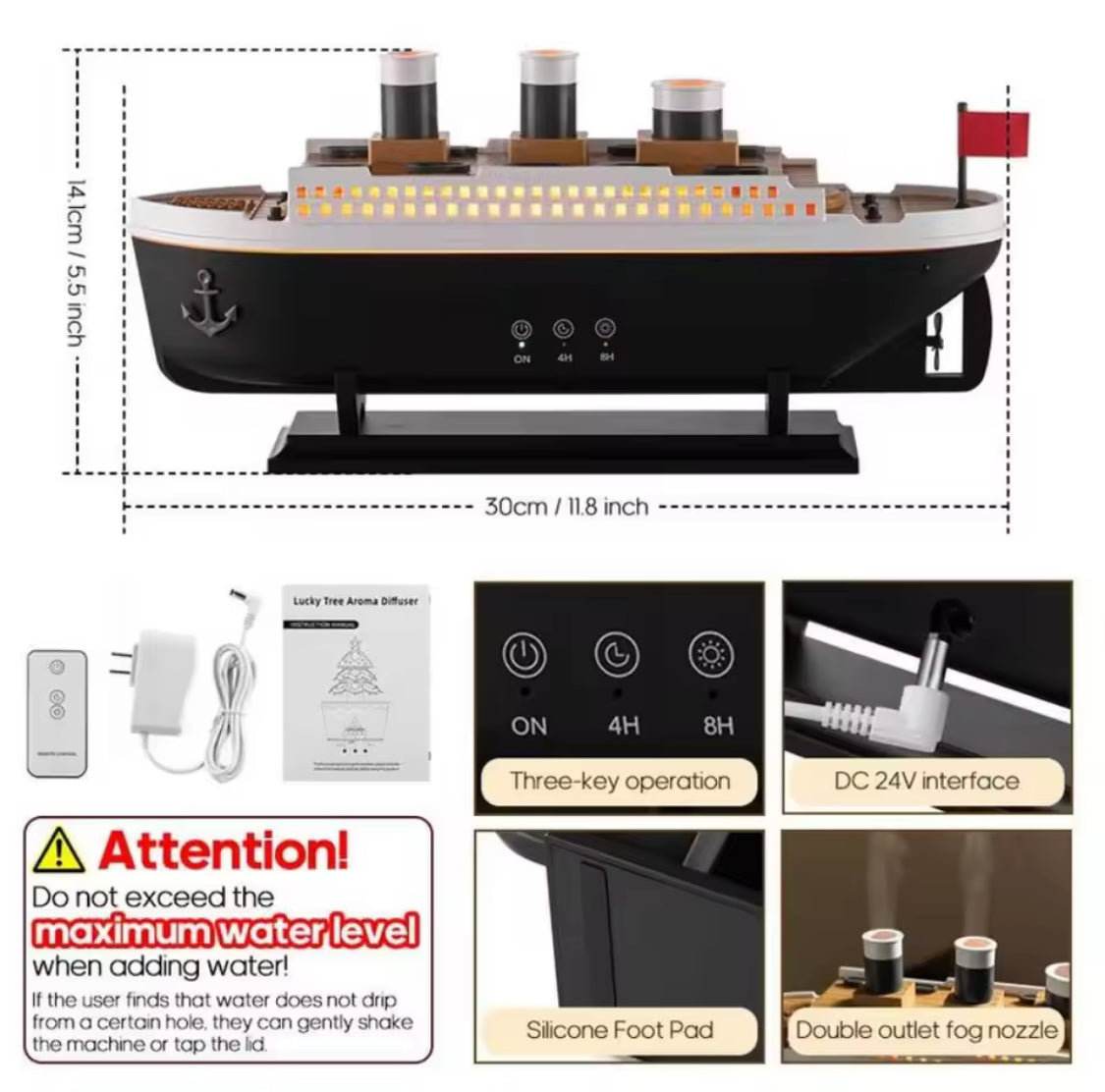 Luxury Cruise Humidifier, Titanic Ship Night Aroma Humidifier, Portable Aroma Oil Diffuser, Home Office Car Air Purifier