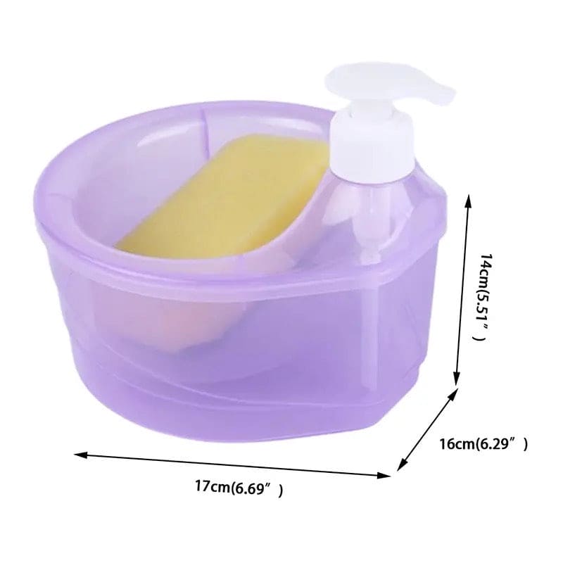 Press Cleaning Liquid Container, Soap Dispenser With Sponge Holder, Kitchen Liquid Dispenser Press Box, Press Soap Outlet Box Sponge Dispenser, 800ml Manual Sink Dish Washing Soap Dispenser, 2 in 1 Design For Kitchen