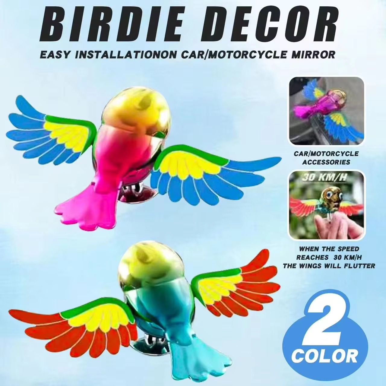 Cute Flying Bird Vehicle Decor, Spectrum Sparrow Bike Accessory, Fun And Funky Motorcycle Accessory