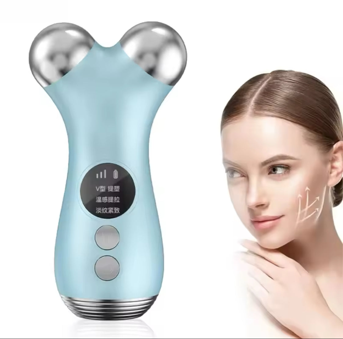 Rechargeable V Shape Face Roller, Portable Facial Toning Device, Electric Face Massager