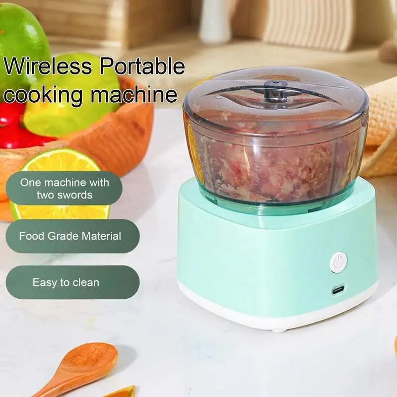 Mini Meat Grinder, Mini Electric Mixer, Multipurpose Food Processor, Anti Slip Food Mincing Machine, Wireless Portable Food Mixer, 300ml Rechargeable Kitchen Chopping Gadget