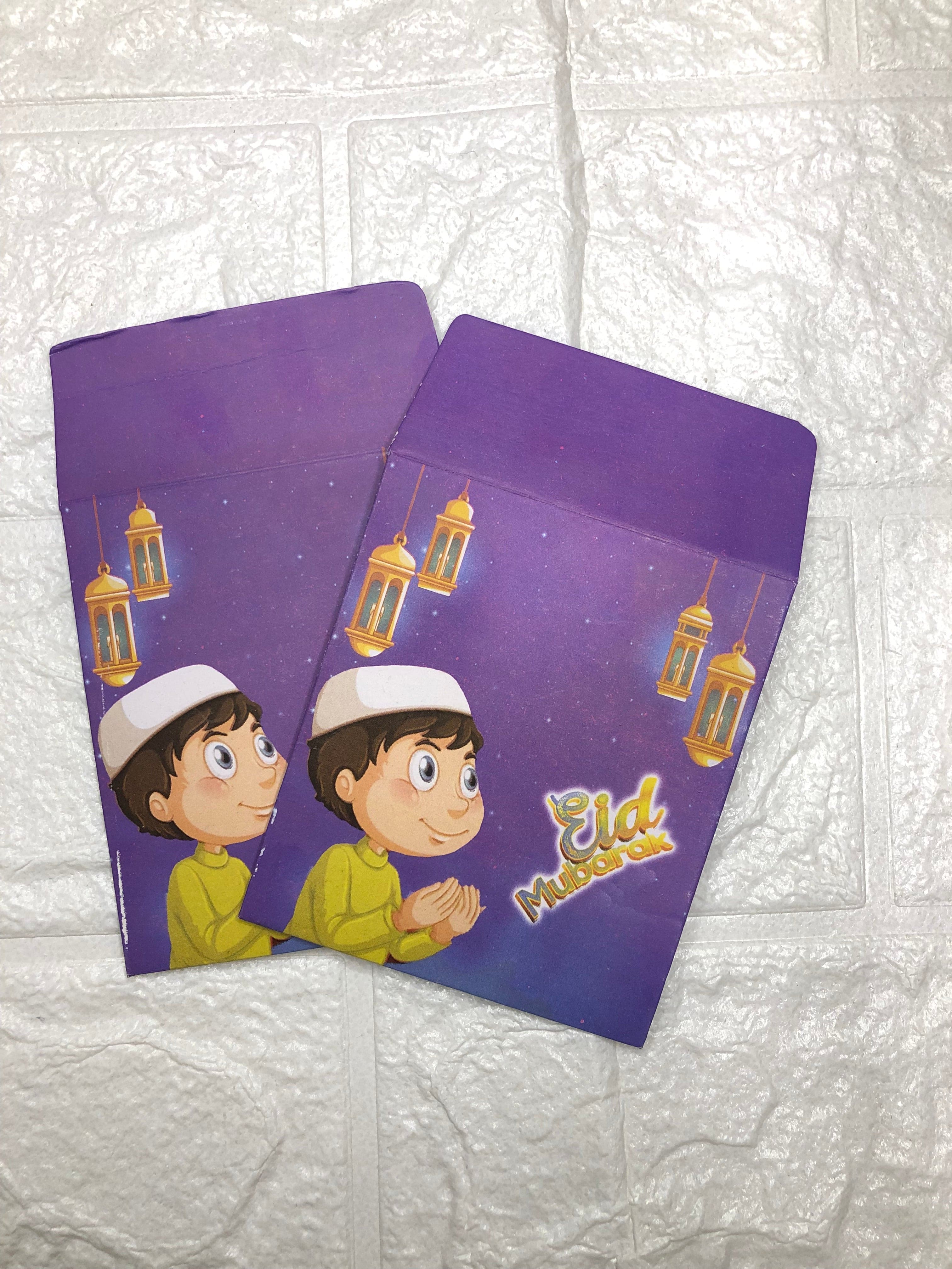 Pack Of 10 Rectangle Eidi Envelope, Money Envelop For Cards, Cartoon Character Eidi Envelopes For Kids, Eid Mubarak Cards With Envelope, Eid Holiday Money Envelopes