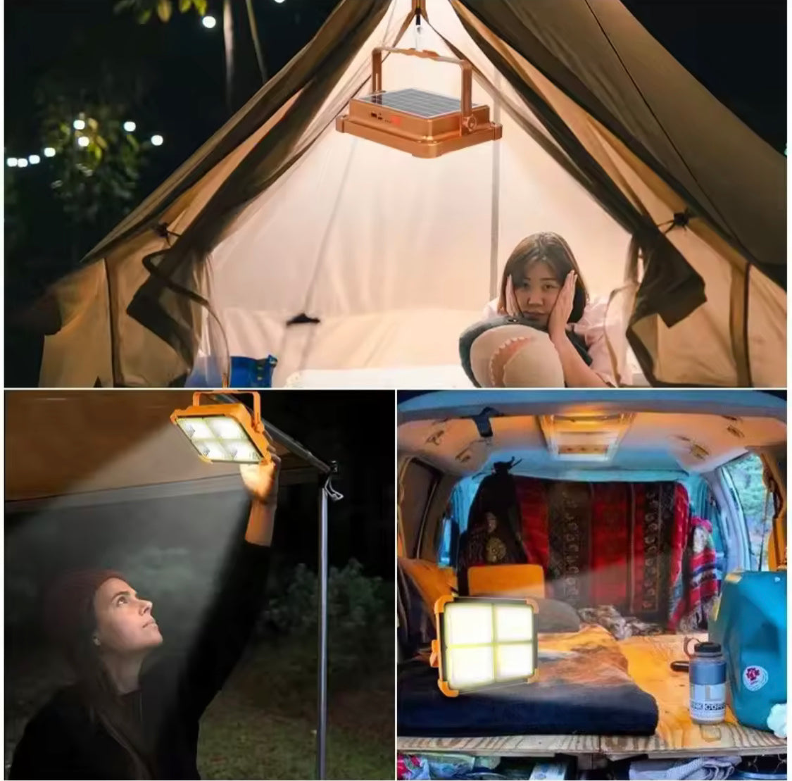 Rechargeable Outdoor LED Solar Floodlight, 500W Spotlight With Mobile Charging Pot, Camping Solar Light, Emergency Lamps Work Light, Handheld Flashlight Outdoor Tent Camping Lamp