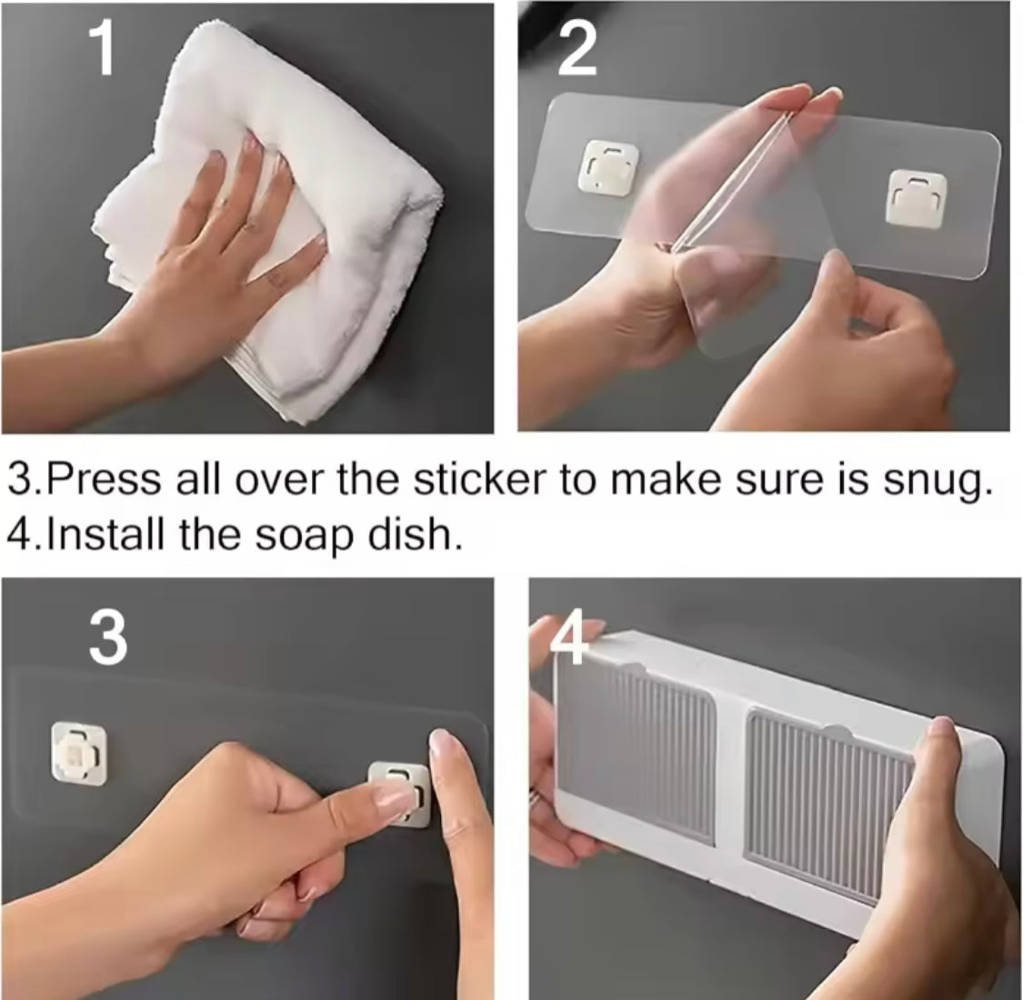 Wall Mounted Double Grid Soap  Holder With Drain Tray, Multifunctional Punch Free Vertical Soap Box, Self Adhesive Waterproof Soap Organizer