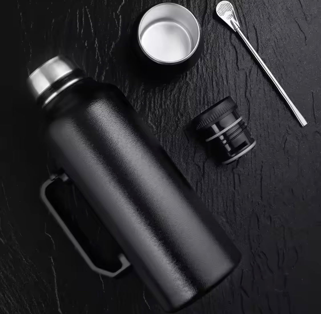 1200ml Stainless Steel Yerba Mate Thermos, Large Capacity Vacuum Flask Bottle, Insulated Tumbler Handle Water Bottle