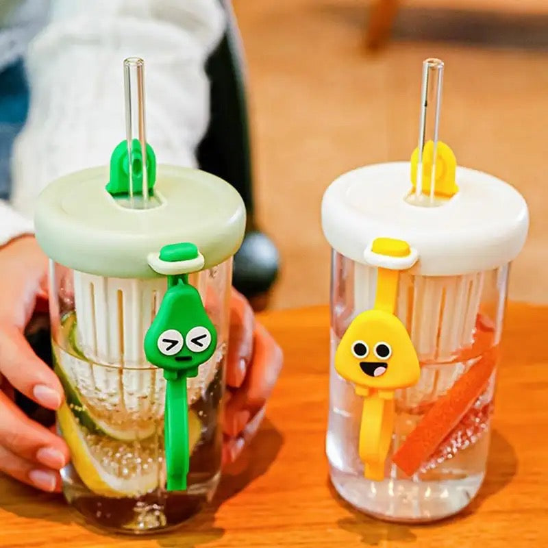 Funny Filter Straw Cup, 500ml Water Glasses With Fruit Tea Isolator Cup, Portable Tea Separation Cold Extract Water Cup