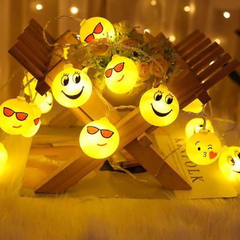 Set of 20 Emoji String Light, Smiley Face String Lights, Novelty String Light, Kids Decor Smiley Lights, Battery Operated Lighting Lamp, Garland Outdoor String Lights Home Decor Party Decoration String Lights, Emoji's Modeling String Lights