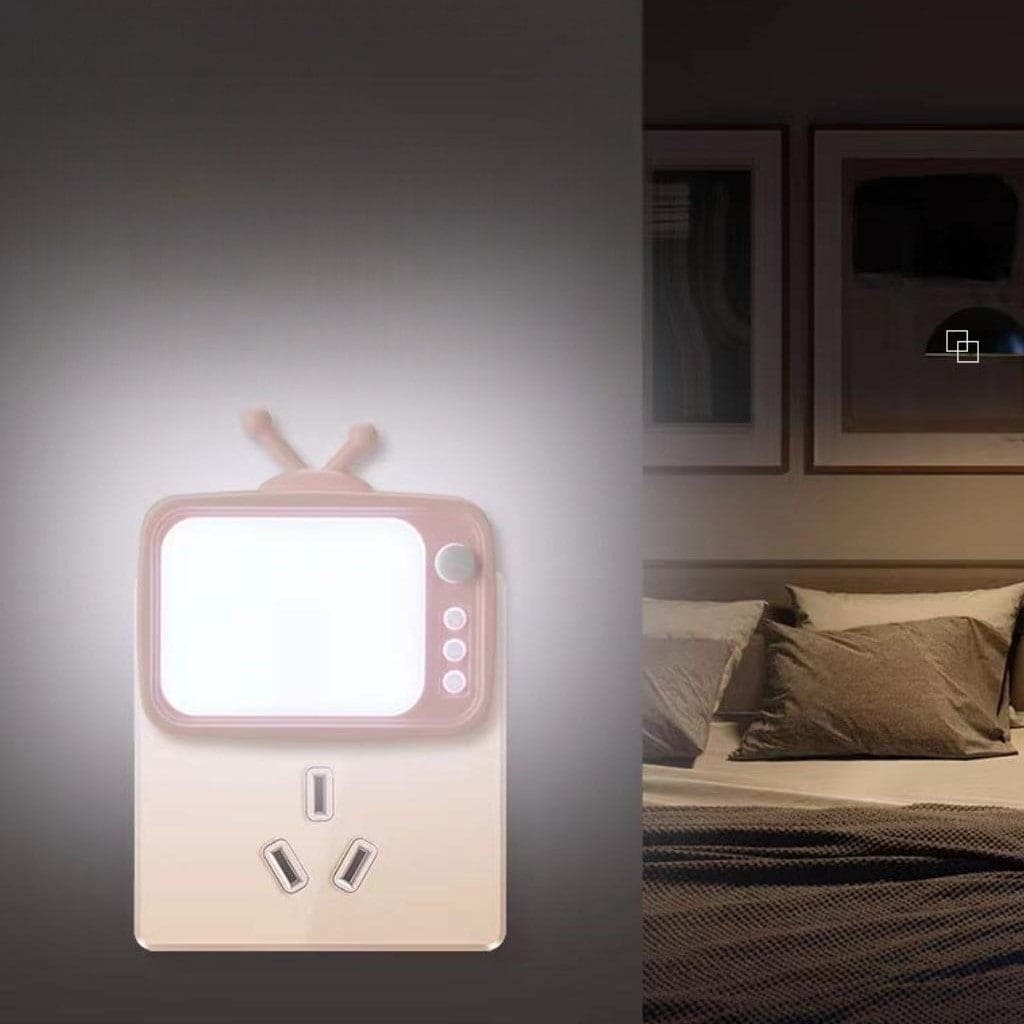 TV Shape Night Light, Mini TV Plug In Led Night Light, 3 Modes Off Night Light Lamp, Plug-In Wall Lamp, Sensor Control Energy Saving Decorations Light