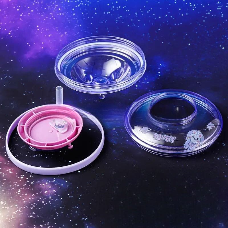 Cartoon UFO Water Bottle, Kid School Water Cup, Portable Cartoon Student Straw Cup, oft Suction Nozzle Water Cup for Kids, Plastic Water Juice Bottles, Sports Water Bottle with Leak Proof Flip Top Lid