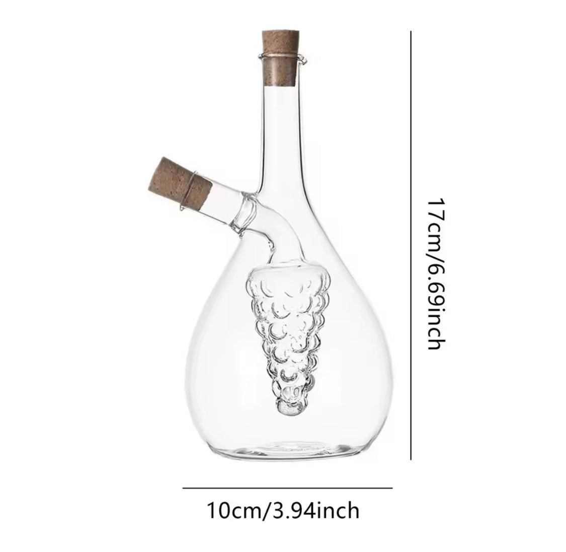 2 In 1 Transparent Glass Oil Bottle with Lid, Creative Double Mouth Glass Seasoning Oil Pot,  2 in 1 Kitchen Cruet Bottle with Cork Stopper