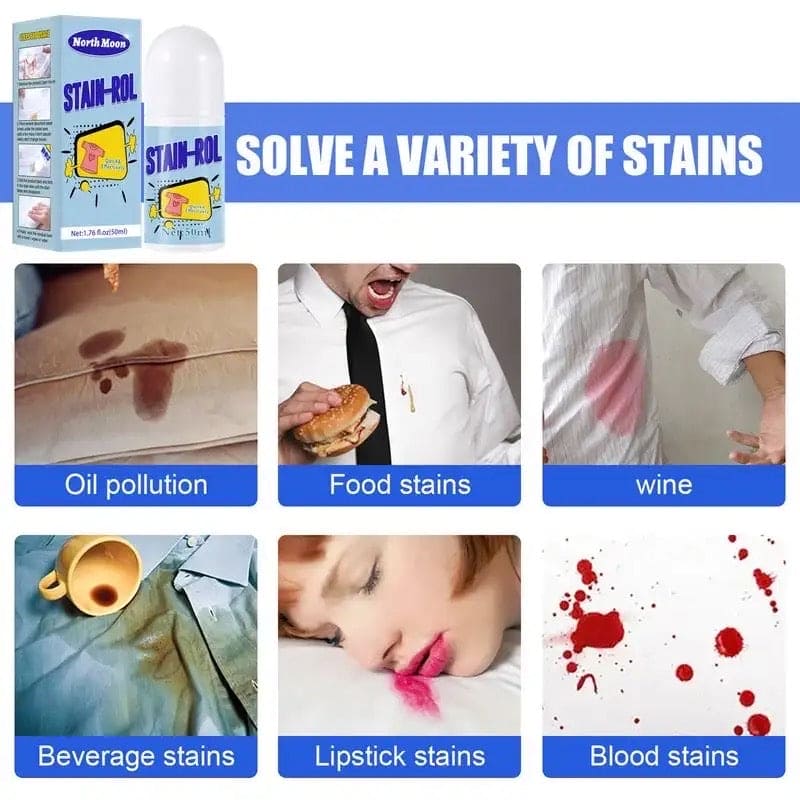 Clothes Stain Removal Roller, Laundry Clothes Cleaning Roll Ball, Water Free Stain Removal Stick, Stain Remover Pen for Clothes And Fabric, Emergency Stain Removal, Multipurpose Fabric Clothes Stain Remove Stick