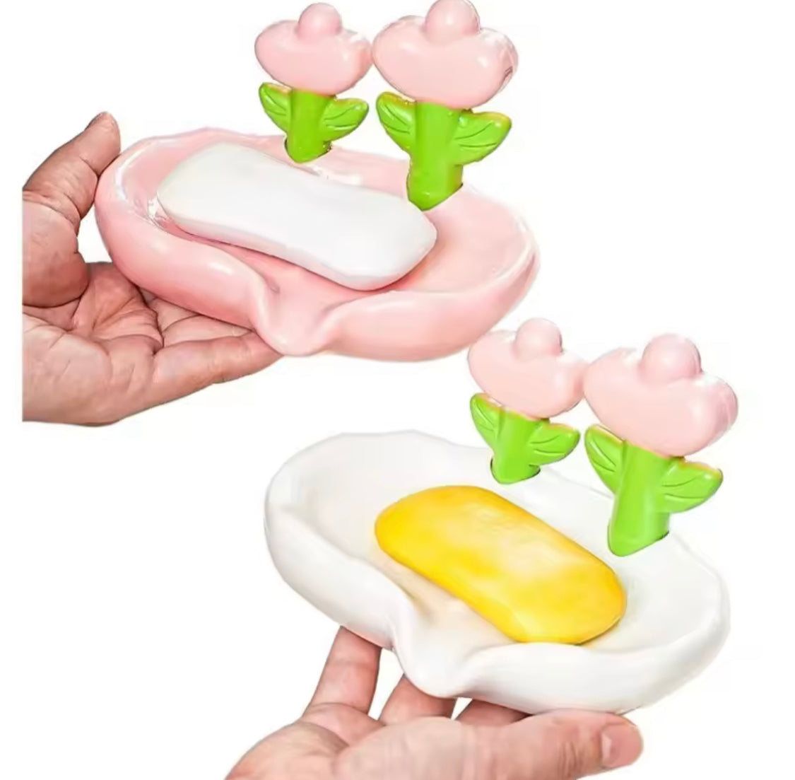 Tulip Shaped Floral Soap Box, Bathroom Decor Soap Holder With Drain Holes, Bathroom Kitchen Sink Countertop Soap Box