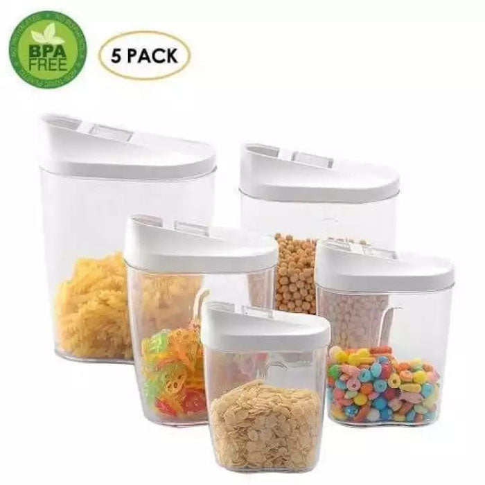 5pcs Transparent Sealed Containers, Cereal Containers Storage Set, Transparent Food Stuff Container Keep Fresh Jar Set