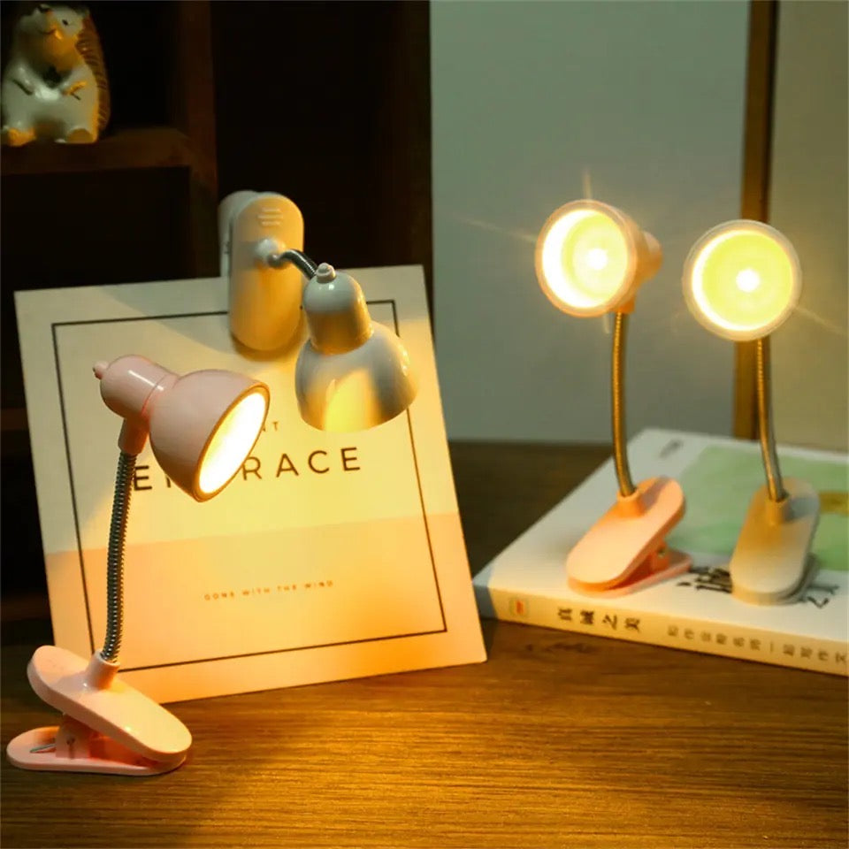 Mini Book Lamp, 360 Rotatable lamp With Clamp, Mini Clip On Study Desk Lamp, Flexible Bedside Table Lighting Lamp,  Home Portable Book Clip Lamp